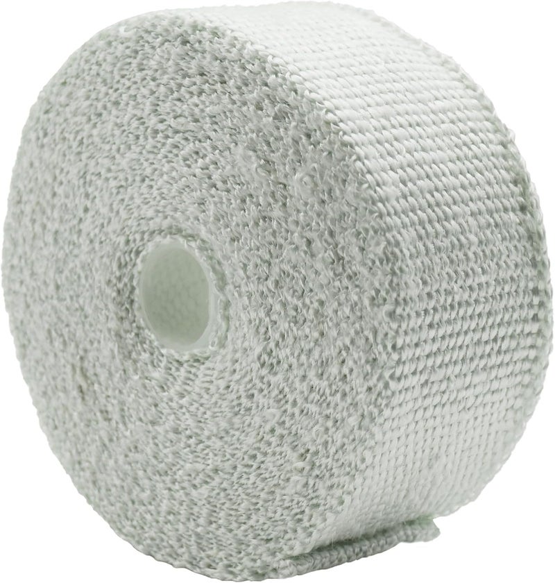 DOBTIM Fireproof Pipe Wrap Insulation 2" Wide X 32' Long, Fiberglass Heat Shield Tape Pipe Webbing for Stove Flue Protector with 2 Clamps, White - Image 2